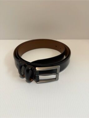 Vintage Joseph Abboud Handcrafted Italy Made Leather Dress Belt 54 / 135 Black